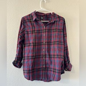 NWT Alfie Flannel Maroon Plaid Long Sleeve Button up size Small